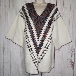 Vintage White Boho Oversized Tunic Pullover Sweater L/XL